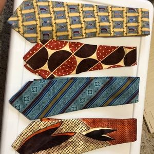 Lot of 4 Vintage Funky Wide Ties, Vintage Hawaiian Tie, Vintage Wide Ties